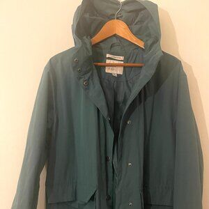 A New Day Women's Long, Dark Teal, Hooded Rain Coat with Pockets, Medium